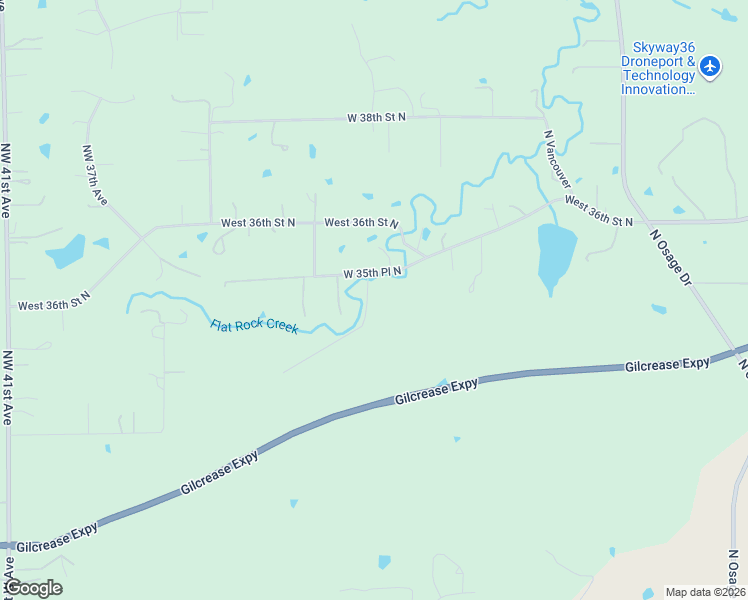 map of restaurants, bars, coffee shops, grocery stores, and more near 2674 West 35th Place North in Tulsa