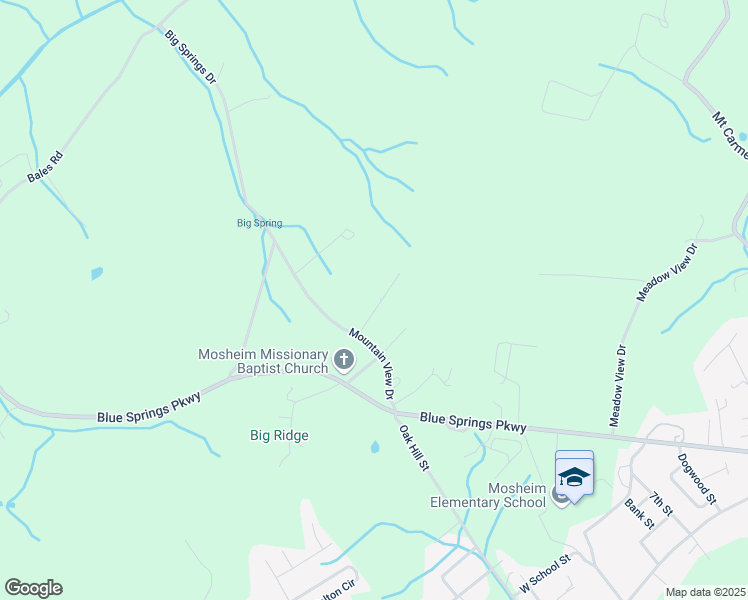 map of restaurants, bars, coffee shops, grocery stores, and more near 218 Mountain View Drive in Mosheim
