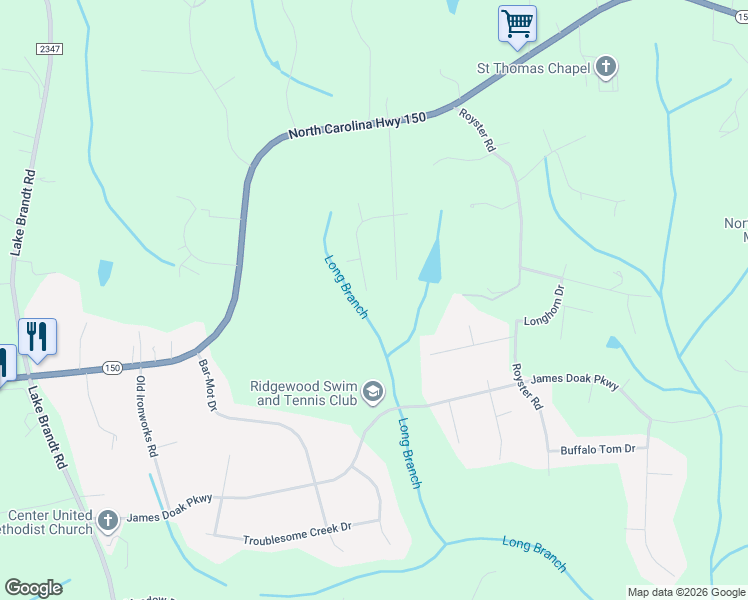 map of restaurants, bars, coffee shops, grocery stores, and more near 1843 Crossroads Drive in Greensboro