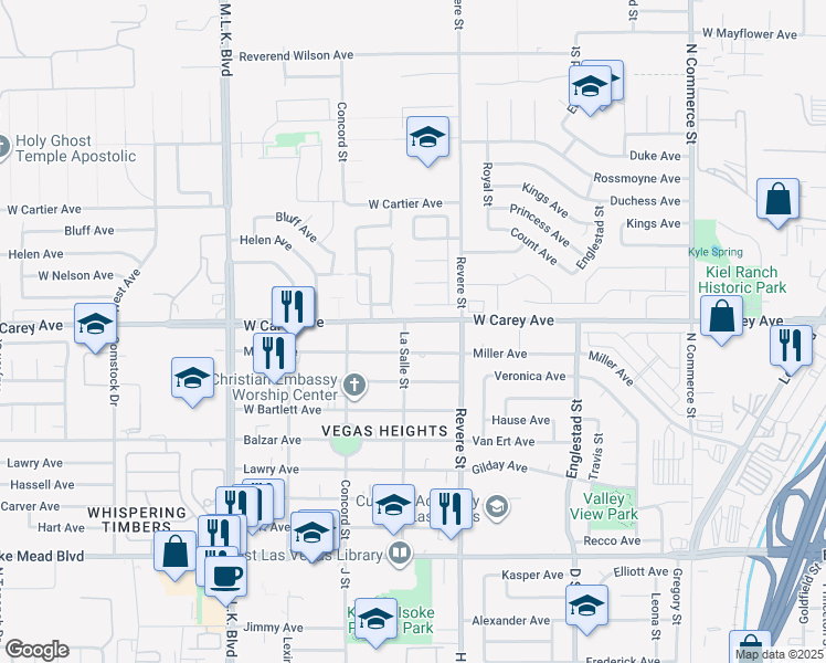 map of restaurants, bars, coffee shops, grocery stores, and more near 887 West Carey Avenue in North Las Vegas