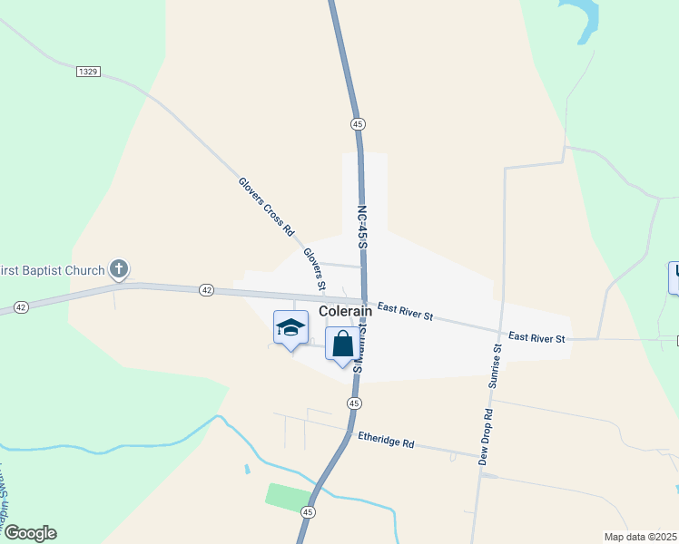 map of restaurants, bars, coffee shops, grocery stores, and more near 107 Britton Street in Colerain