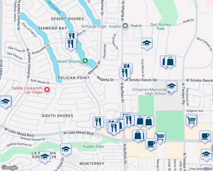 map of restaurants, bars, coffee shops, grocery stores, and more near 2312 Chapman Hill Drive in Las Vegas