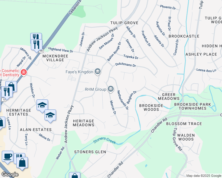 map of restaurants, bars, coffee shops, grocery stores, and more near 624 Mercer Drive in Nashville