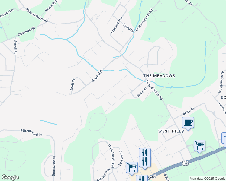 map of restaurants, bars, coffee shops, grocery stores, and more near 880 Ellis Street in Morristown