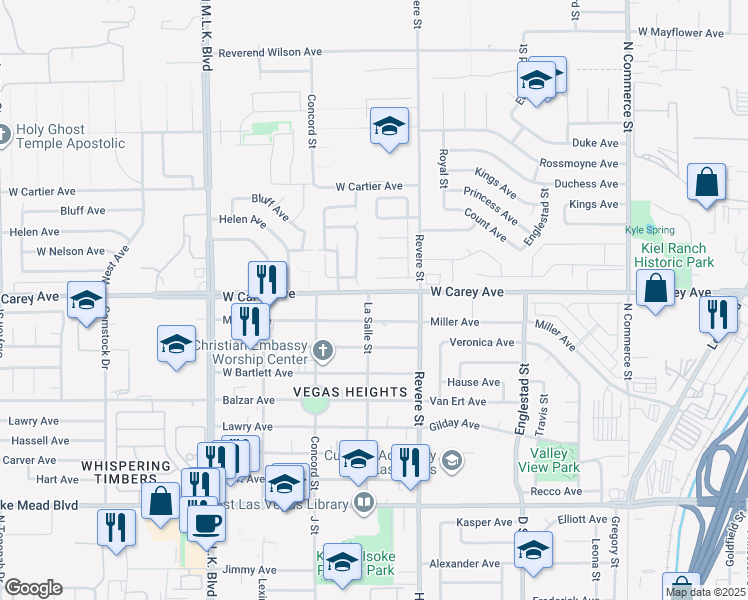 map of restaurants, bars, coffee shops, grocery stores, and more near 887 West Carey Avenue in North Las Vegas