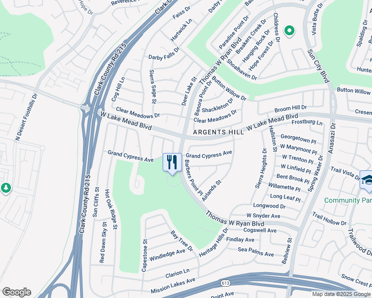 map of restaurants, bars, coffee shops, grocery stores, and more near 2323 Barbers Point Place in Las Vegas