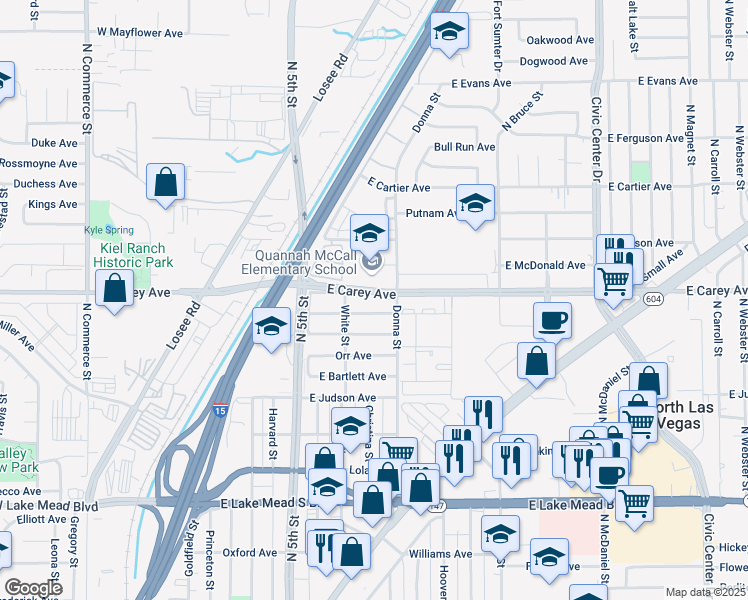 map of restaurants, bars, coffee shops, grocery stores, and more near 805 East Carey Avenue in North Las Vegas