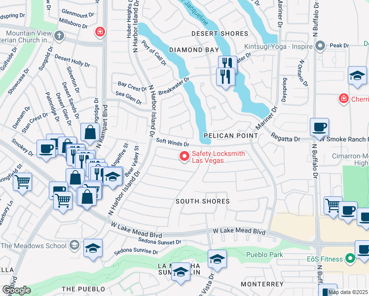 map of restaurants, bars, coffee shops, grocery stores, and more near 8220 Ocean Terrace Way in Las Vegas