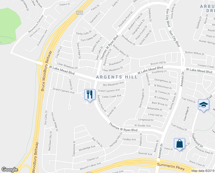 map of restaurants, bars, coffee shops, grocery stores, and more near 10717 Sky Meadows Avenue in Las Vegas