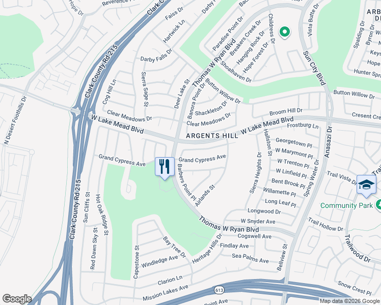 map of restaurants, bars, coffee shops, grocery stores, and more near 10725 Sky Meadows Avenue in Las Vegas