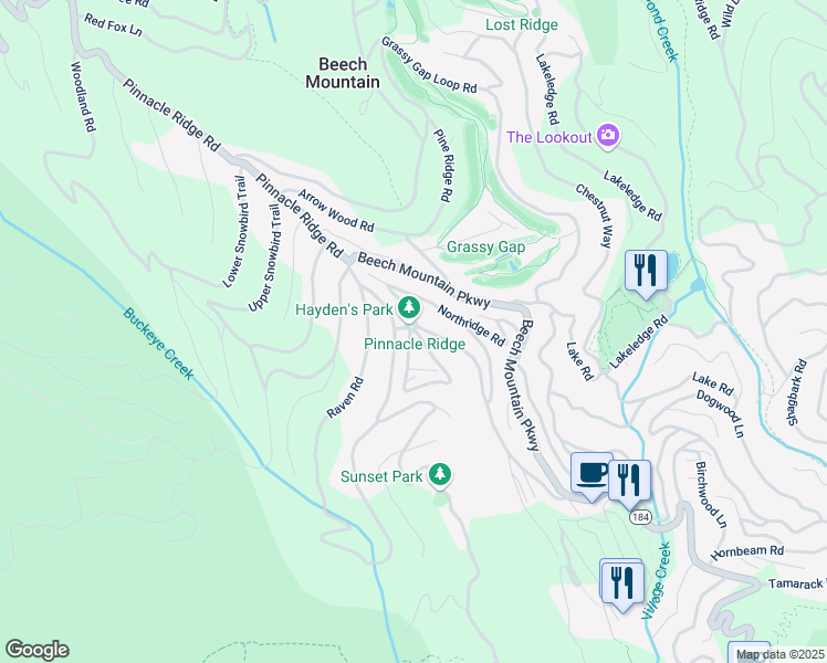 map of restaurants, bars, coffee shops, grocery stores, and more near 104 Mariah Circle in Beech Mountain