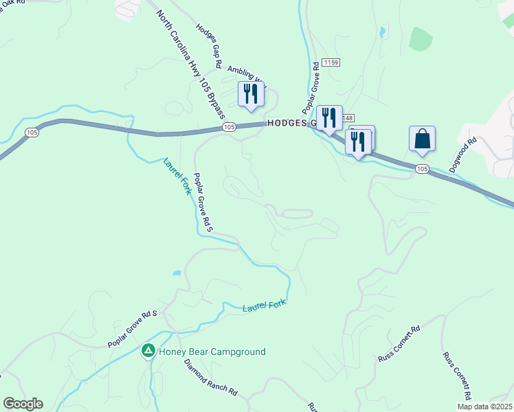 map of restaurants, bars, coffee shops, grocery stores, and more near 668 Fallview Lane in Boone