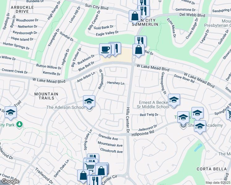 map of restaurants, bars, coffee shops, grocery stores, and more near 9448 Amber Valley Lane in Las Vegas
