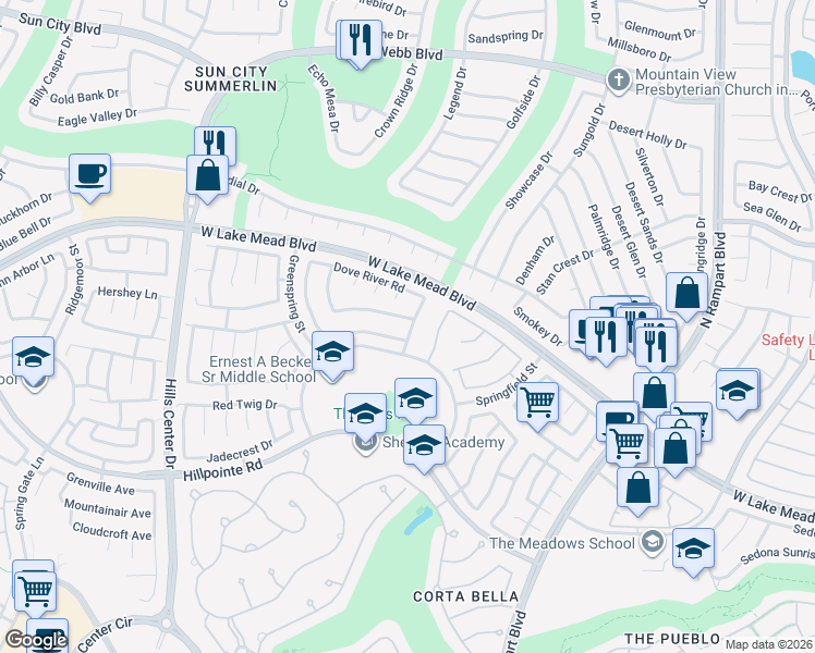 map of restaurants, bars, coffee shops, grocery stores, and more near 9004 Cotton Rose Way in Las Vegas