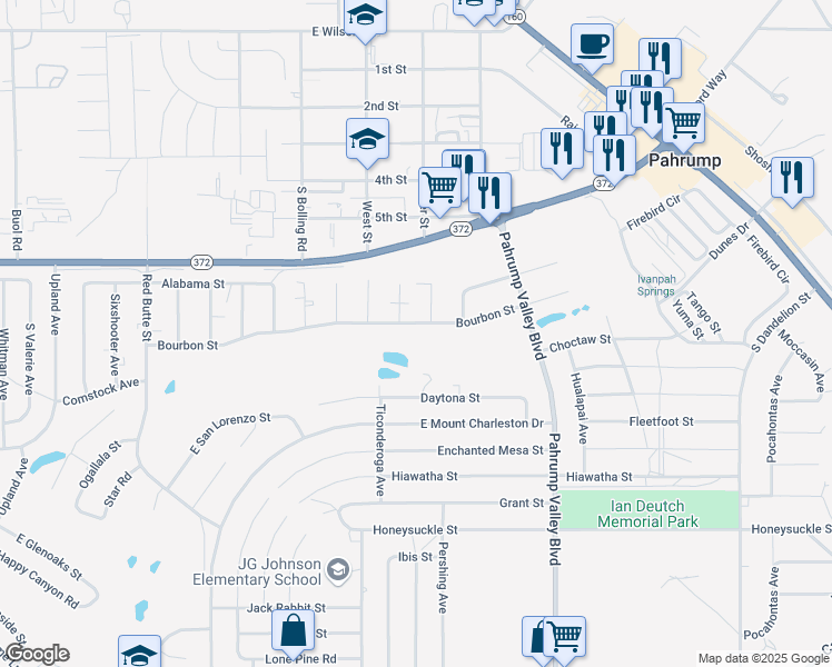map of restaurants, bars, coffee shops, grocery stores, and more near 1071 Bourbon Street in Pahrump