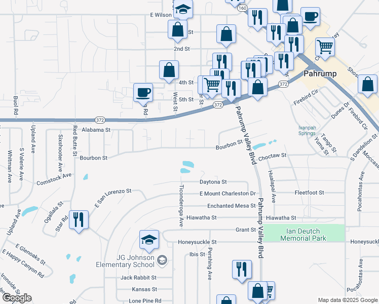 map of restaurants, bars, coffee shops, grocery stores, and more near 1071 Bourbon St in Pahrump