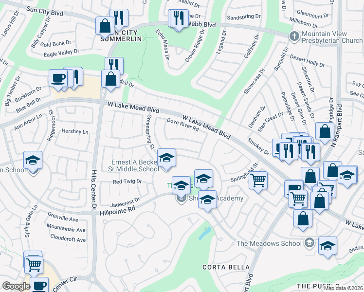 map of restaurants, bars, coffee shops, grocery stores, and more near 9036 Cotton Rose Way in Las Vegas