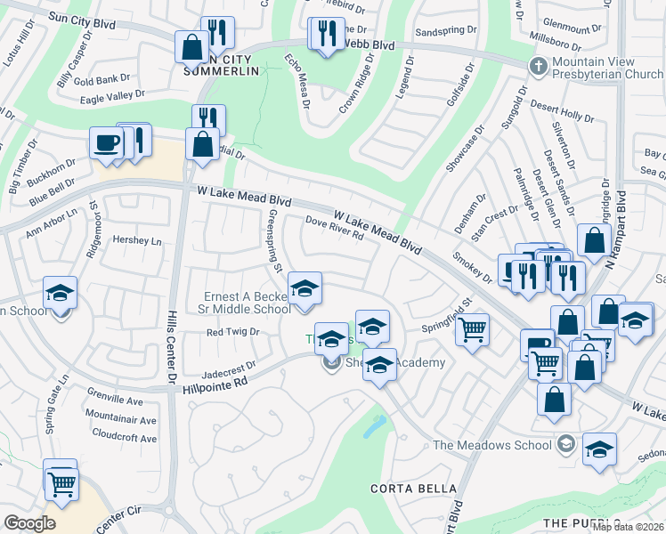 map of restaurants, bars, coffee shops, grocery stores, and more near 9036 Cotton Rose Way in Las Vegas