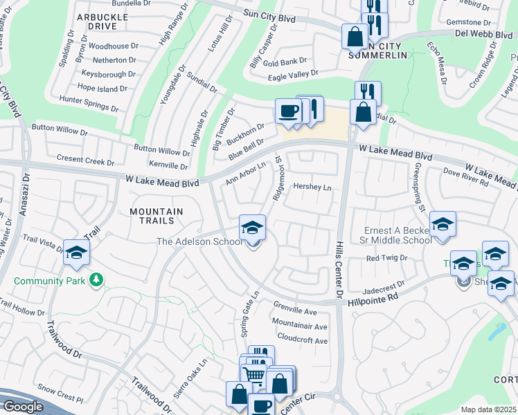 map of restaurants, bars, coffee shops, grocery stores, and more near 9613 Port Huron Lane in Las Vegas