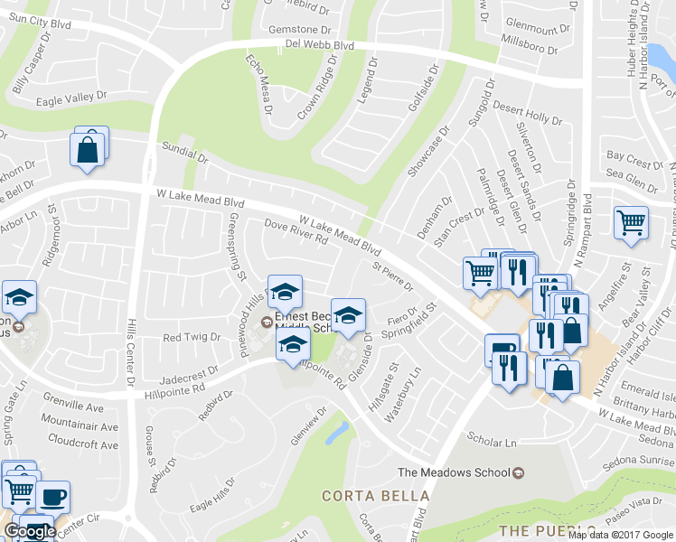 map of restaurants, bars, coffee shops, grocery stores, and more near 2324 Heather Valley Drive in Las Vegas