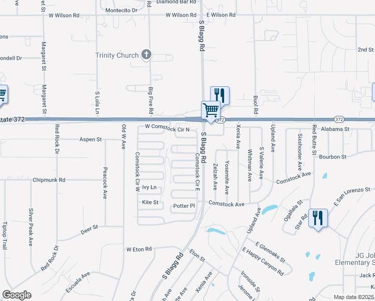 map of restaurants, bars, coffee shops, grocery stores, and more near 60 Wilderness Way in Pahrump