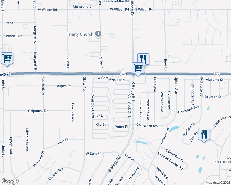 map of restaurants, bars, coffee shops, grocery stores, and more near 130 Wilderness Way in Pahrump