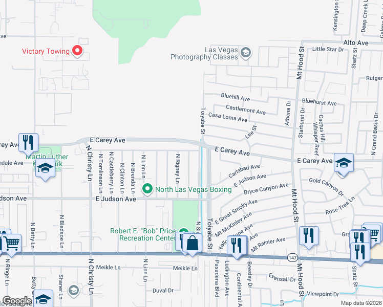 map of restaurants, bars, coffee shops, grocery stores, and more near 2333 North Sloan Lane in Las Vegas