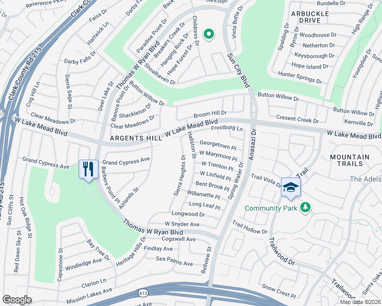 map of restaurants, bars, coffee shops, grocery stores, and more near 2309 Hallston Street in Las Vegas