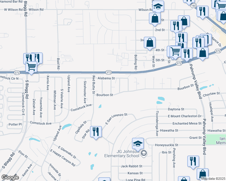map of restaurants, bars, coffee shops, grocery stores, and more near 671 Bourbon Street in Pahrump