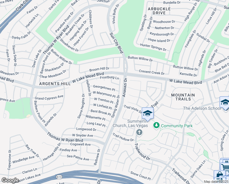 map of restaurants, bars, coffee shops, grocery stores, and more near 10309 Georgetown Place in Las Vegas