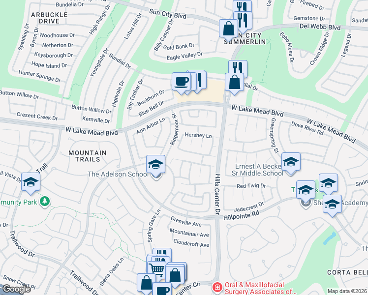 map of restaurants, bars, coffee shops, grocery stores, and more near 9532 Amber Valley Lane in Las Vegas
