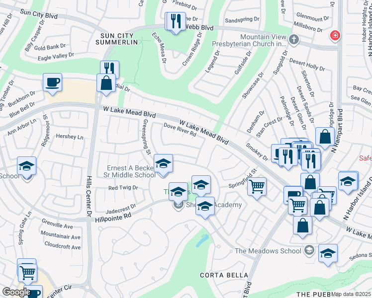 map of restaurants, bars, coffee shops, grocery stores, and more near 9004 Cotton Rose Way in Las Vegas