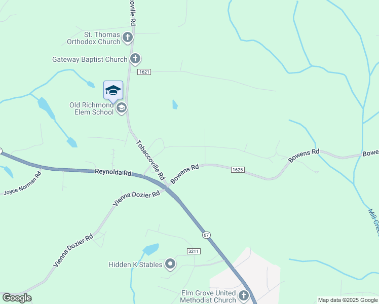 map of restaurants, bars, coffee shops, grocery stores, and more near Watts Street in Tobaccoville