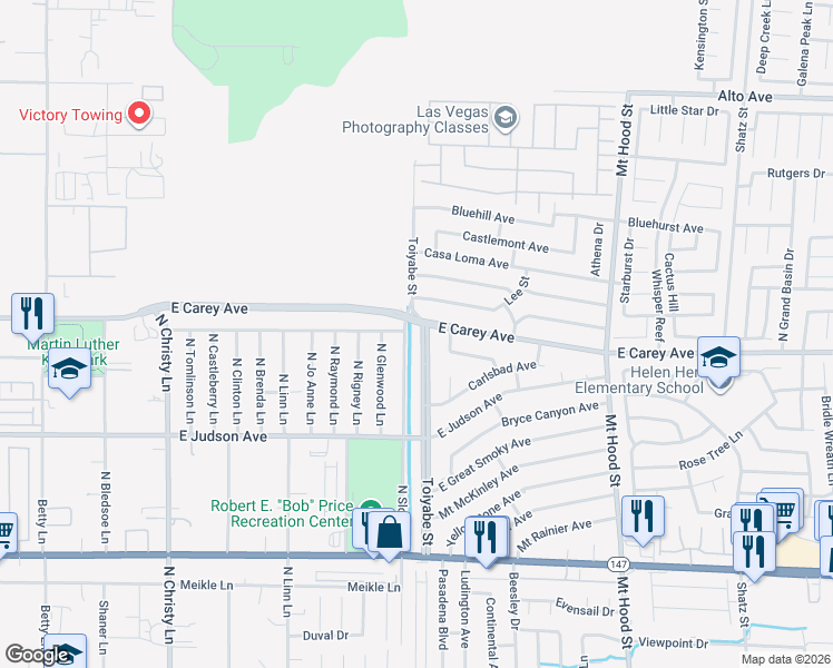 map of restaurants, bars, coffee shops, grocery stores, and more near 2333 North Sloan Lane in Las Vegas