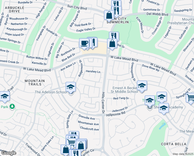 map of restaurants, bars, coffee shops, grocery stores, and more near 2312 Tinsley Court in Las Vegas