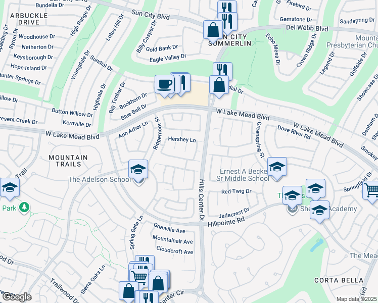 map of restaurants, bars, coffee shops, grocery stores, and more near 2312 Tinsley Court in Las Vegas