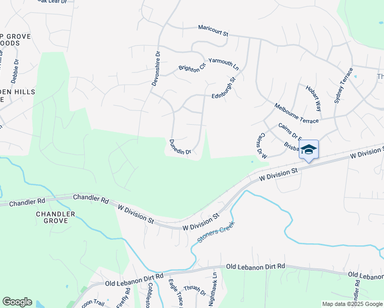 map of restaurants, bars, coffee shops, grocery stores, and more near 3090 West Division Street in Wilson County