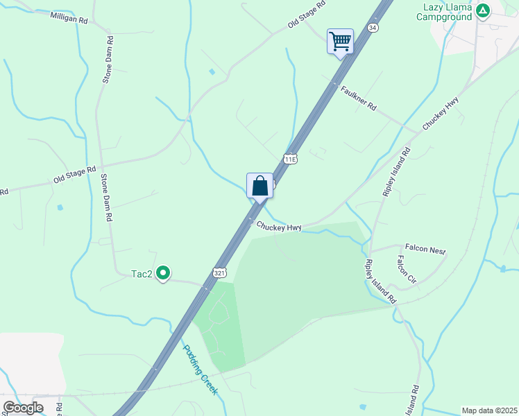 map of restaurants, bars, coffee shops, grocery stores, and more near 6916 East Andrew Johnson Highway in Chuckey