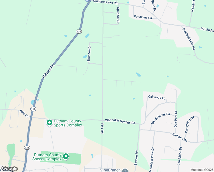 map of restaurants, bars, coffee shops, grocery stores, and more near 2781 Fisk Road in Cookeville