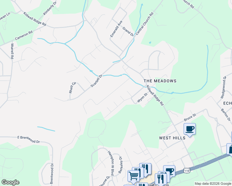 map of restaurants, bars, coffee shops, grocery stores, and more near 880 Ellis Street in Morristown