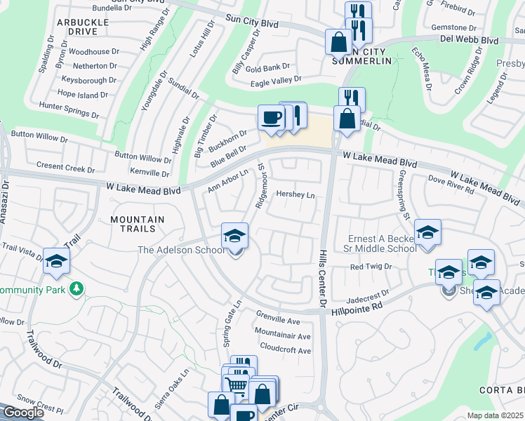 map of restaurants, bars, coffee shops, grocery stores, and more near 2305 Babcock Drive in Las Vegas