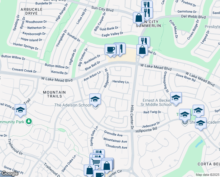map of restaurants, bars, coffee shops, grocery stores, and more near 9544 Aspen Glow Drive in Las Vegas