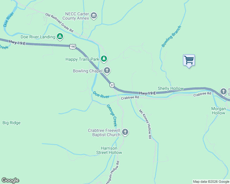 map of restaurants, bars, coffee shops, grocery stores, and more near 250 Crabtree Road in Roan Mountain