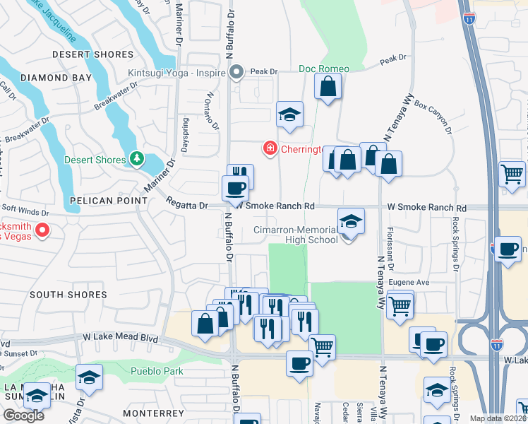 map of restaurants, bars, coffee shops, grocery stores, and more near 7540 Holloran Court in Las Vegas
