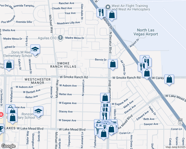 map of restaurants, bars, coffee shops, grocery stores, and more near 5021 West Smoke Ranch Road in Las Vegas