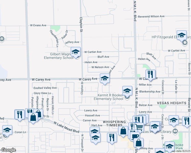 map of restaurants, bars, coffee shops, grocery stores, and more near 1900 West Carey Avenue in North Las Vegas