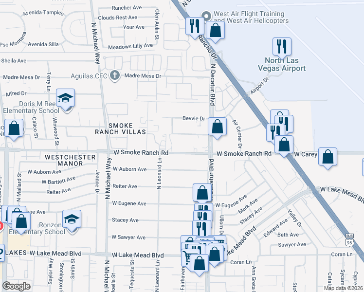 map of restaurants, bars, coffee shops, grocery stores, and more near 5021 Jean Avenue in Las Vegas