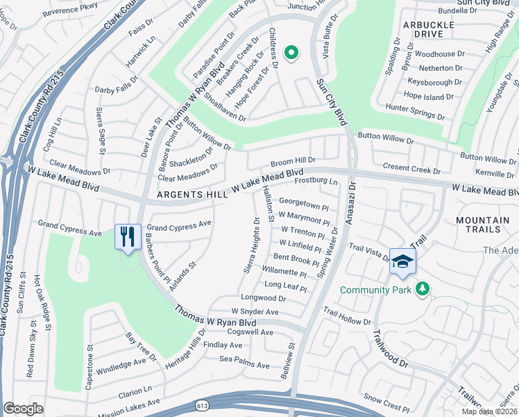map of restaurants, bars, coffee shops, grocery stores, and more near 2408 Sierra Heights Drive in Las Vegas
