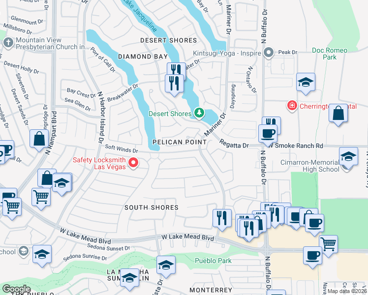 map of restaurants, bars, coffee shops, grocery stores, and more near 7929 Castellon Court in Las Vegas
