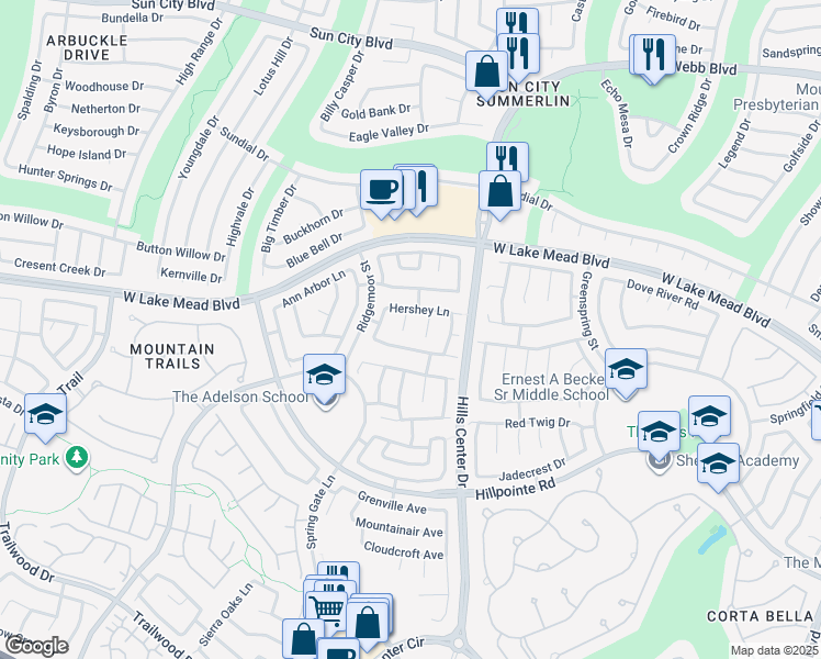 map of restaurants, bars, coffee shops, grocery stores, and more near 2316 Pine Bluff Court in Las Vegas